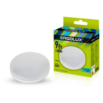 Лампа диодная GX53  9Вт 4500К 750Лм Ergolux (10/100)