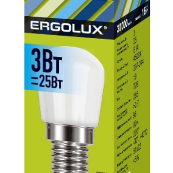 Лампа диодная T26 3Вт Е14 4500К 285Лм Ergolux (10/50/500)