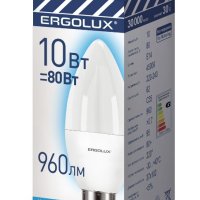 Лампа диодная свеча 10Вт Е14 4500К 960Лм Ergolux (10/100)