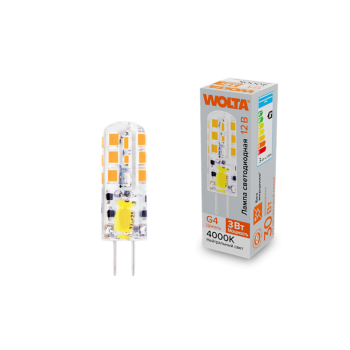 Лампа диодная G4 12В 3Вт JC 4000K 240Лм Wolta