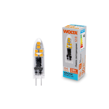 Лампа диодная G4 12В 3Вт JC 6500K 240Лм Wolta