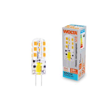 Лампа диодная G4 12В 3Вт JC 6500K 240Лм Wolta