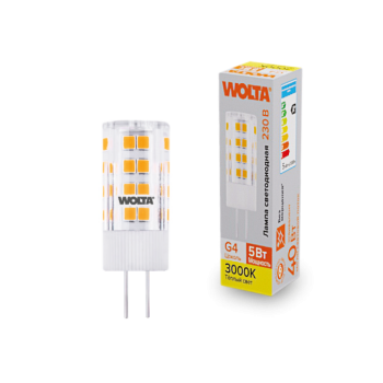 Лампа диодная G4 5Вт JC 3000K 460Лм Wolta