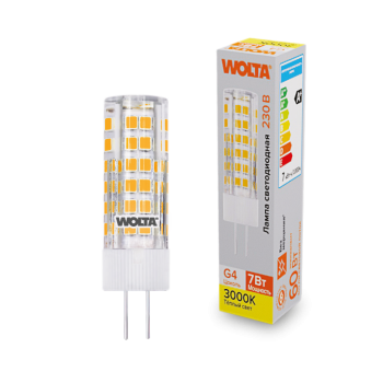 Лампа диодная G4 7Вт JC 3000K 600Лм Wolta
