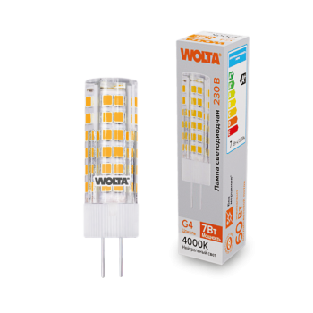 Лампа диодная G4 7Вт JC 4000K 600Лм Wolta