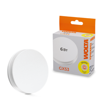 Лампа диодная GX53  6Вт 3000К 500Лм Wolta (100)