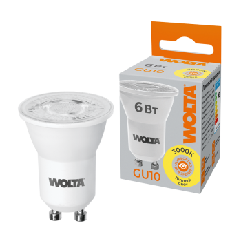 Лампа диодная MR11 GU10  6Вт 3000К 480Лм Wolta (50)