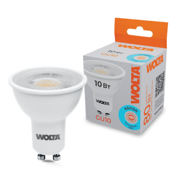 Лампа диодная PAR16 GU10 10Вт 6500K 800Лм линза Wolta (50)