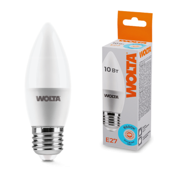 Лампа диодная свеча 10Вт Е27 6500К 900Лм Wolta (50)