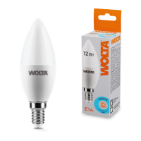 Лампа диодная свеча 12Вт Е14 6500К 1050Лм Wolta (50)
