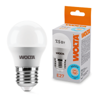 Лампа диодная шар G45  7.5Вт Е27 6500К 625Лм Wolta (50)