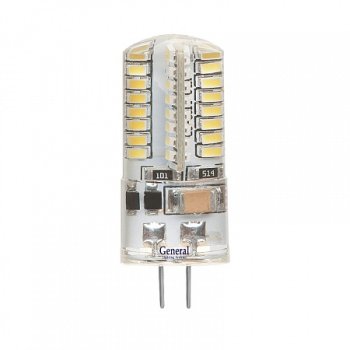 Лампа диодная G4 12В  3Вт 6500К 115Лм General силикон (5/100)