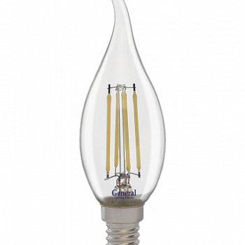 Лампа филамент свеча на ветру 10Вт Е14 2700К 770Лм General (10/100)