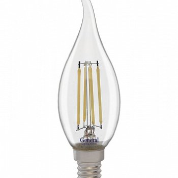 Лампа филамент свеча на ветру 12Вт Е14 2700К 910Лм General (10/100)