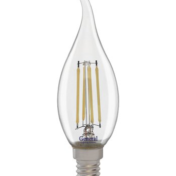 Лампа филамент свеча на ветру 12Вт Е14 6500К 950Лм General (10/100)