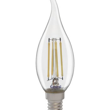 Лампа филамент свеча на ветру 15Вт Е14 4500К 1050Лм General (10/100)