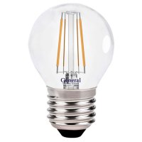 Лампа филамент шар G45  8Вт Е27 2700К 620Лм General (10/100)