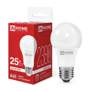 Лампа диодная A60 25Вт Е27 4000К 2380Лм InHome (10)