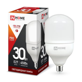 Лампа диодная HP-PRO 30Вт Е27 6500К d100x180мм 2850Лм InHome