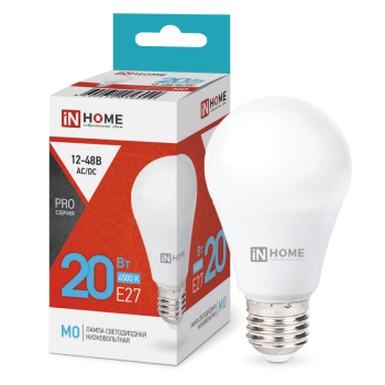 Лампа диодная A60 местного освещения 12-48В 20Вт Е27 6500К 1650Лм InHome(10)