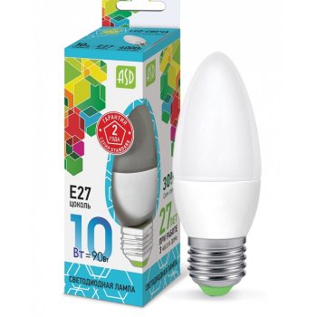 Лампа диодная свеча 10Вт Е27 4000К 900Лм ASD (10)