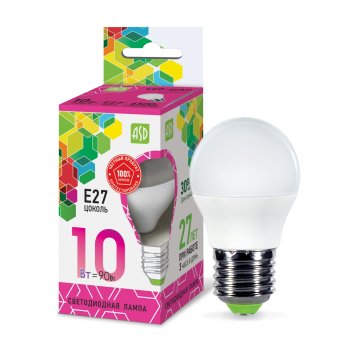 Лампа диодная шар G45 10Вт Е27 6500К 900Лм ASD (10)