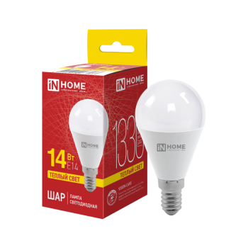 Лампа диодная шар G45 14Вт Е14 3000К 1330Лм Inhome (10)