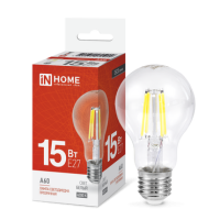 Лампа филамент A60 15Вт Е27 4000К 1480Лм прозрачная InHome (10)