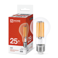 Лампа филамент A65 25Вт Е27 4000К 2480Лм прозрачная InHome (10)