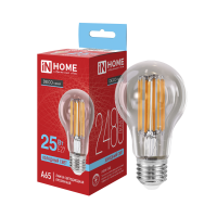 Лампа филамент A65 25Вт Е27 6500К 2480Лм прозрачная InHome (10)
