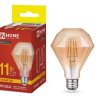 Лампа филамент D95 gold 11Вт E27 3000K 1040Лм бриллиант золотистая InHome