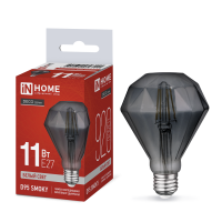 Лампа филамент D95 smoky 11Вт E27 4000K 920Лм бриллиант дымчатая InHome