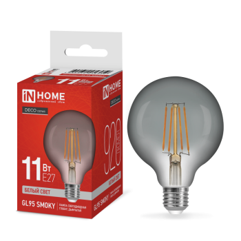 Лампа филамент GL95 smoky 11Вт E27 4000K 920Лм дымчатая InHome