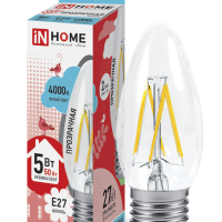 Лампа филамент свеча  5Вт Е27 4000К 450Лм InHome (10)