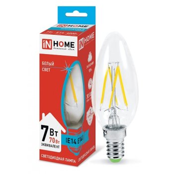 Лампа филамент свеча  9Вт Е14 4000К 810Лм InHome (10)