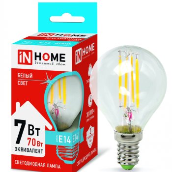 Лампа филамент шар G45  7Вт Е14 4000К 630Лм InHome (10)