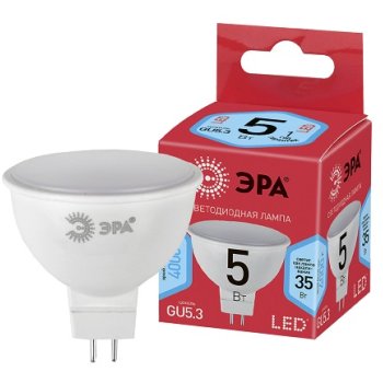 Лампа диодная MR16 GU5.3  5Вт 4000К 400Лм Эра Red Line (10)