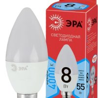 Лампа диодная свеча  8Вт Е14 4000К 640Лм Эра Эконом (10)