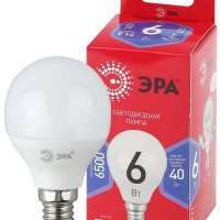 Лампа диодная шар G45 6Вт E14 6500К 480Лм Эра Red Line (10)