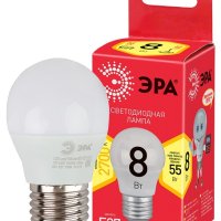 Лампа диодная шар G45  8Вт Е27 2700К 640Лм Эра Red Line (10)