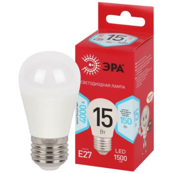 Лампа диодная шар G45 15Вт Е27 4000К 1500Лм Эра Red Line (10)
