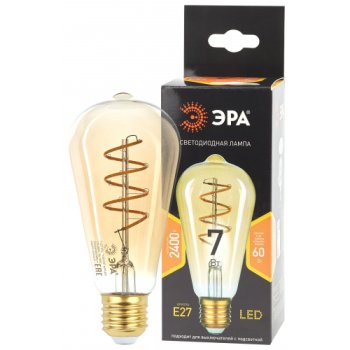 Лампа филамент 7Вт ST64 F-LED gold 2400К Эра спираль (20)