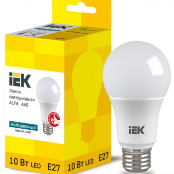 Лампа диодная A60 10Вт Е27 4000К 900Лм ALFA IEK (6/60)