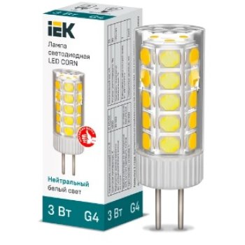 Лампа диодная G4 12В  3Вт 4000К 285Лм IEK (10/1000)