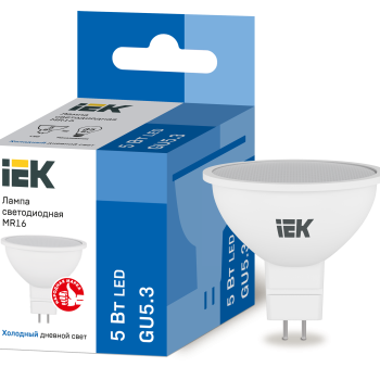 Лампа диодная MR16 GU5.3  5Вт 6500К 450Лм IEK (10/200)