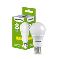 Лампа диодная A60  8Вт Е27 3000К 800Лм IEK GENERICA (10/100)