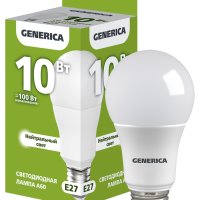 Лампа диодная A60 10Вт Е27 4000К 1000Лм IEK GENERICA (10/100)