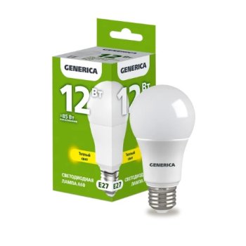 Лампа диодная A60 12Вт Е27 3000К 1200Лм IEK GENERICA (10/100)