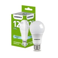 Лампа диодная A60 12Вт Е27 6500К 1200Лм IEK GENERICA (10/100)