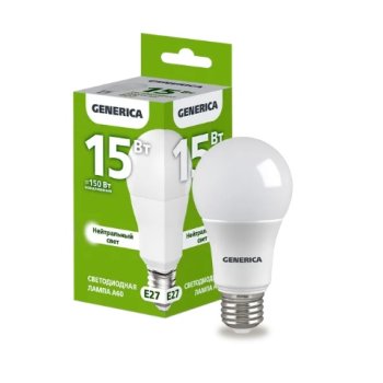 Лампа диодная A60 15Вт Е27 4000К 1500Лм IEK GENERICA (10/100)